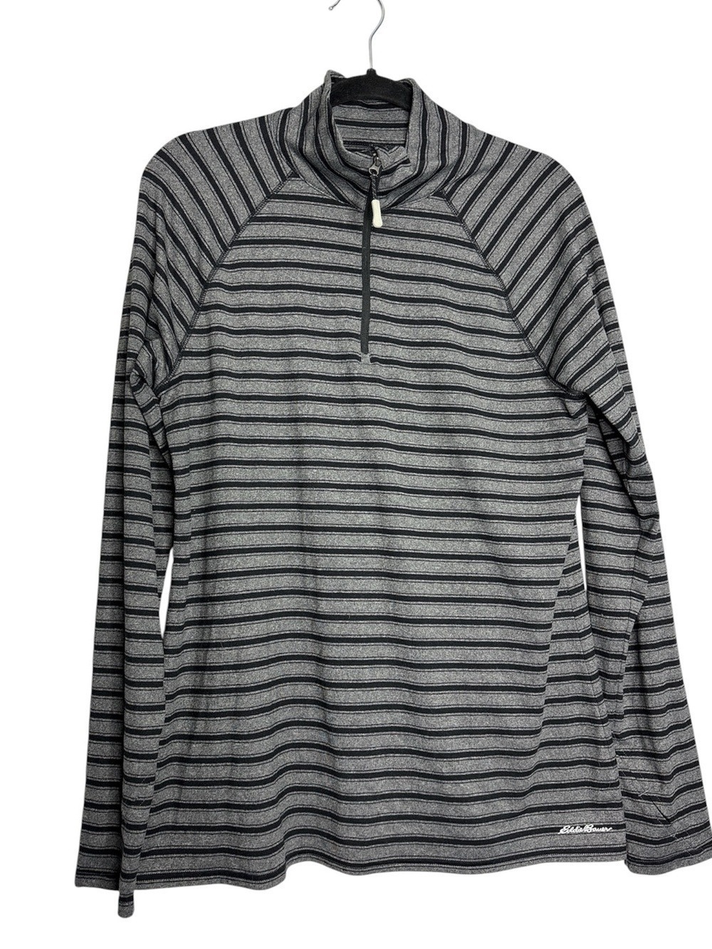Eddie Bauer Womens FreeDry Pullover Black Gray 1/4 Zip Activewear Top, Size XL